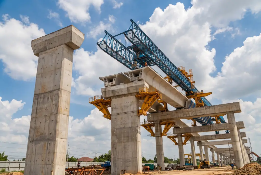 Chantier de génie civil, pont viaduc dans le Calvados